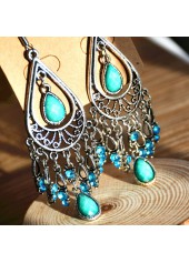 Turquoise jewelry,Contrast Color jewelry,Teardrop Design Rhinestone Turquoise Tribal Earrings