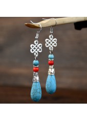 Chinese Knot Design Teardrop Silvery White Earrings