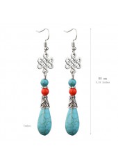Silvery White jewelry,Contrast Color jewelry,Chinese Knot Design Teardrop Silvery White Earrings