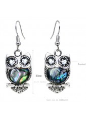 Silver jewelry,Contrast Color jewelry,Owl Shape Design Alloy Silver Earrings