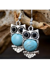Owl Shape Design Turquoise Alloy Earrings