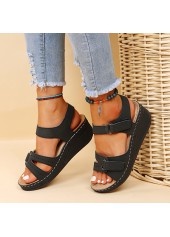 Black accessories,Plain Color accessories,Black Mid Heel Open Toe Velcro Slippers