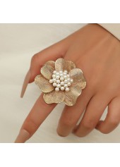 Floral Detail Pearl Design Champagne Ring