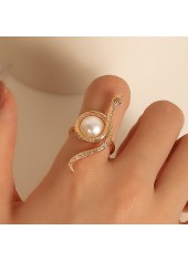Gold Metal Pearl Snake Design Ring
