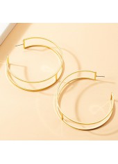 Gold jewelry,Plain Color jewelry,Round Shape Gold Metal Detail Earrings