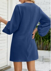 Navy dresses,Plain Color dresses,Lightweight Navy Short H Shape V Neck Dress