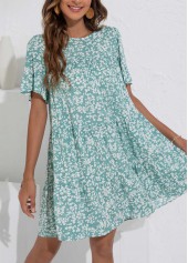 Mint Green dresses,Ditsy Floral dresses,Plants dresses,Dot dresses,Ruched Ditsy Floral Print Mint Green Dress