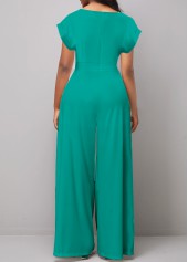 Mint Green jumpsuits & rompers,Plain Color jumpsuits & rompers,ROTITA Button Mint Green Long Split Neck Jumpsuit