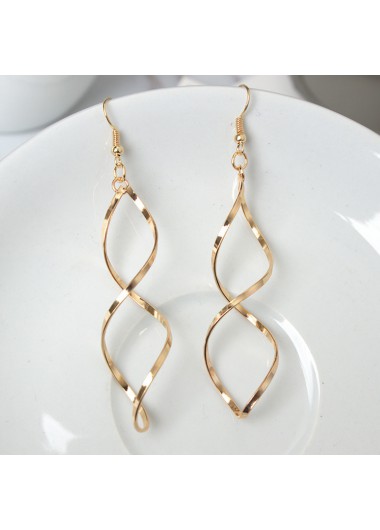 Golden jewelry,Other jewelry,Asymmetrical Twist Design Metal Detail Golden Earrings