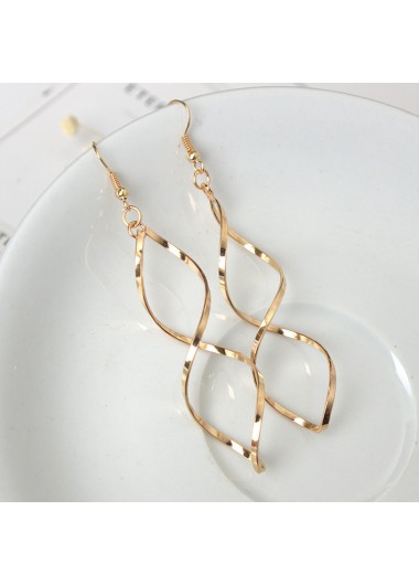 Golden jewelry,Other jewelry,Asymmetrical Twist Design Metal Detail Golden Earrings