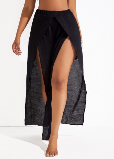 Lightweight High Split Black Cover Up