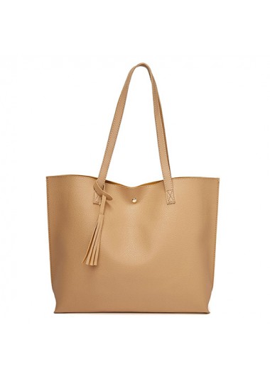 Light Camel Tassel Magnetic Tote Bag
