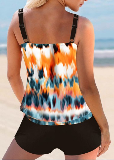 Multi Color swimwear,Tie Dye swimwear,ROTITA Multi Color Tie Dye Print Tankini Top