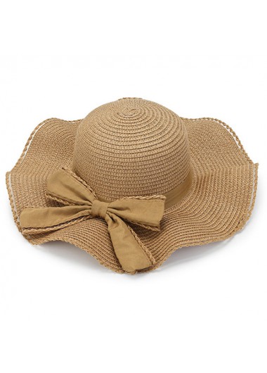 Bowknot Detail Light Camel Visor Hat