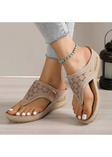 Grey Low Heel Toe Post Flip Flops