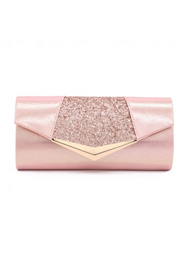 Light Pink Sequined Magnetic Clutch Bag