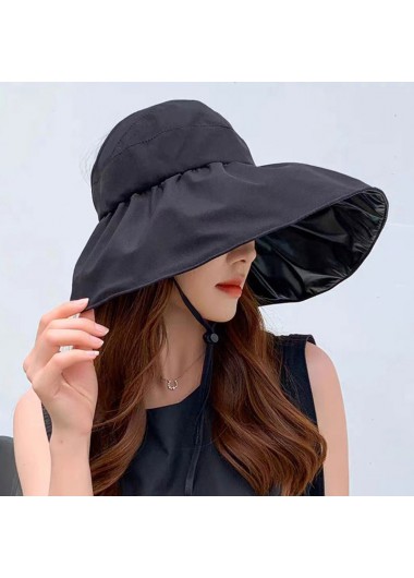 Black Cotton Detail Ruched Visor Hat