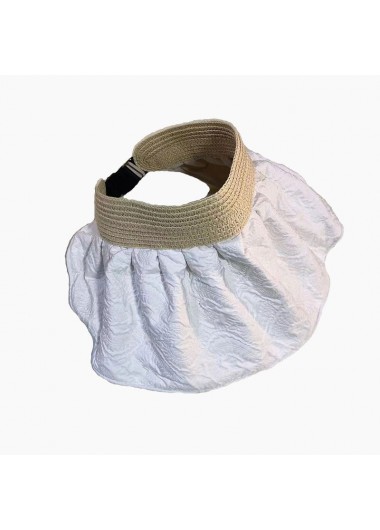 Ruched Cotton Detail White Visor Hat