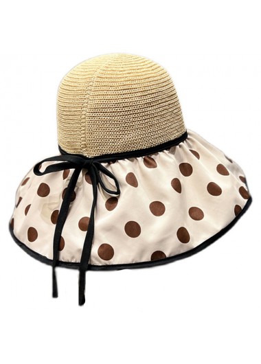 Polka Dot Acrylic Detail Beige Visor Hat