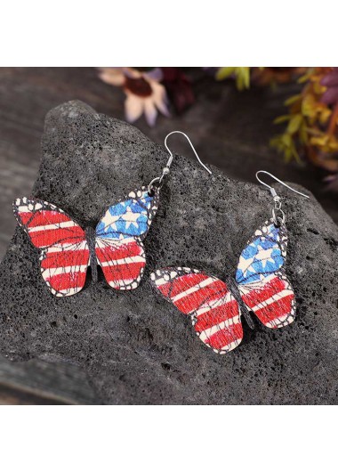 Multi Color jewelry,Geometric jewelry,Striped jewelry,Galaxy jewelry,Butterfly Wood Detail Multi Color Earrings