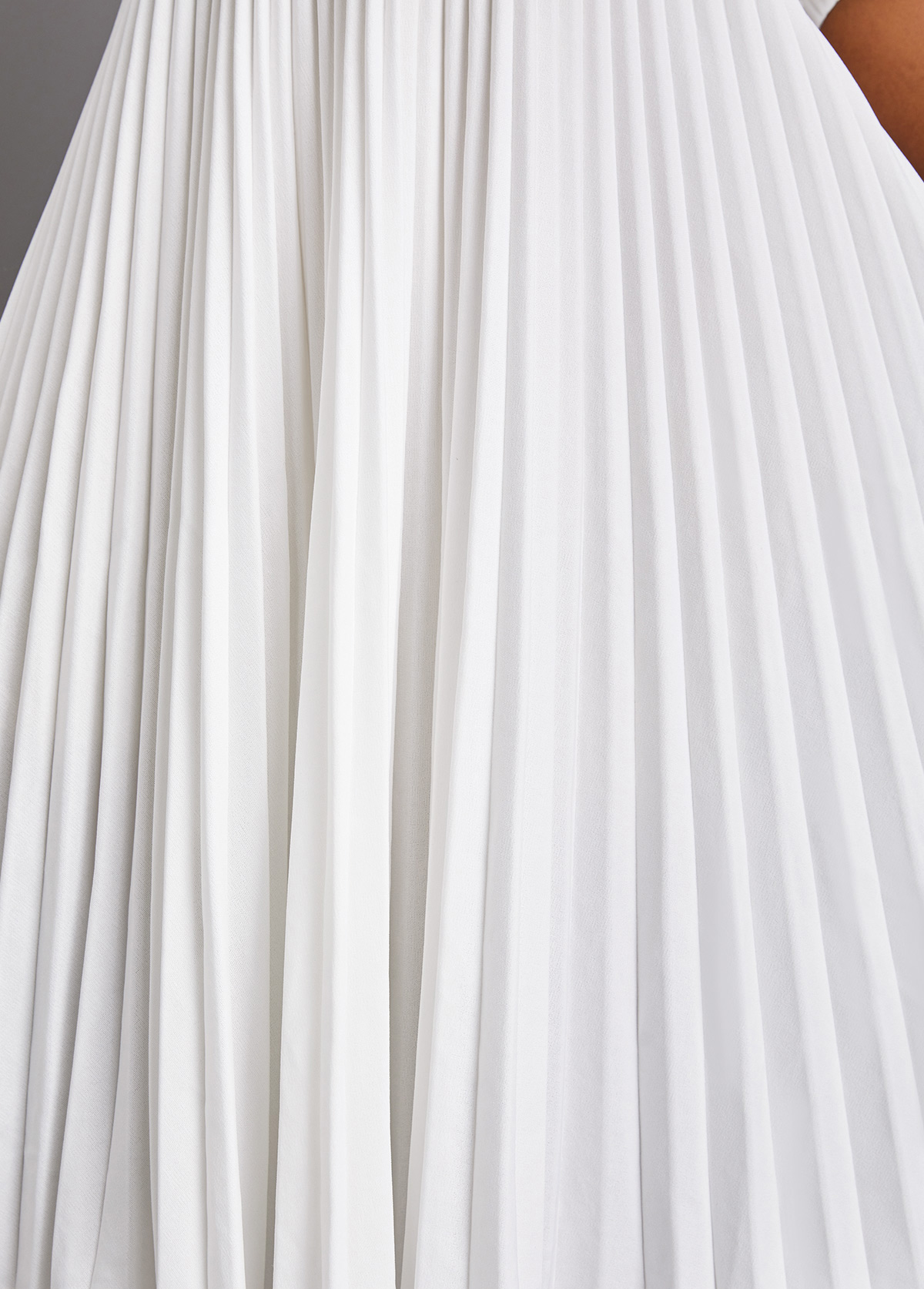 White dresses,Plain Color dresses,Party dresses,Elegant dresses,ROTITA Pleated White Belted Round Neck Dress