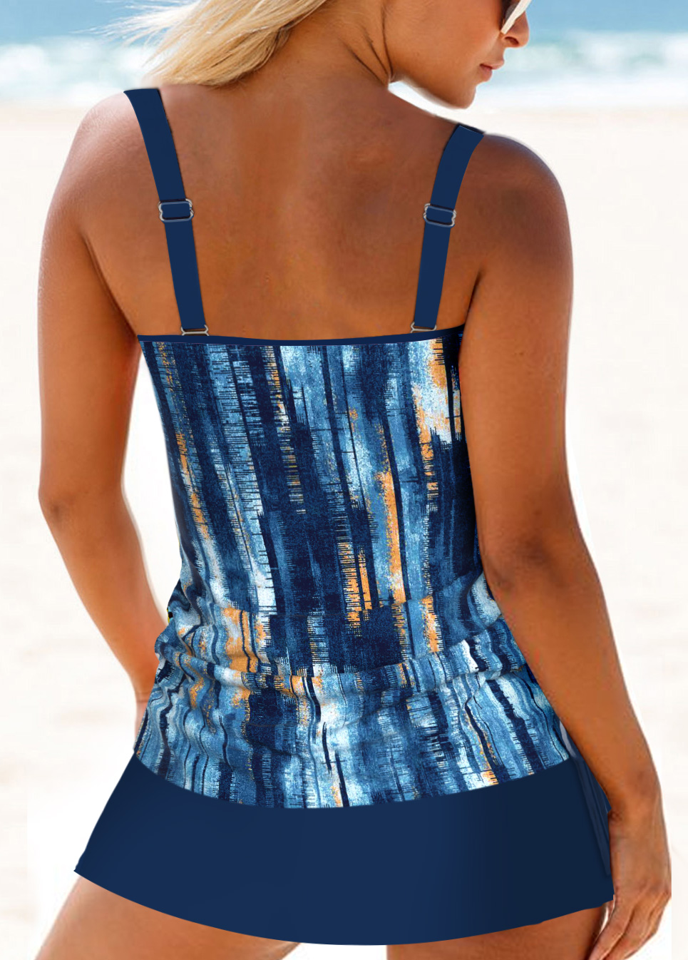 Dusty Blue swimwear,Tie Dye swimwear,ROTITA Circular Ring Dusty Blue Tankini Set