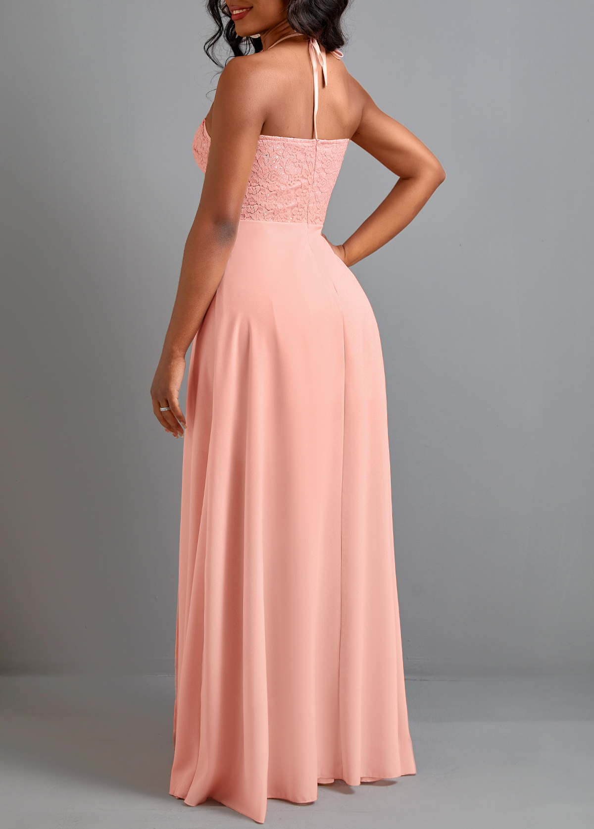 Dusty Pink dresses,Plain Color dresses,Tie Dusty Pink Sleeveless Maxi Dress
