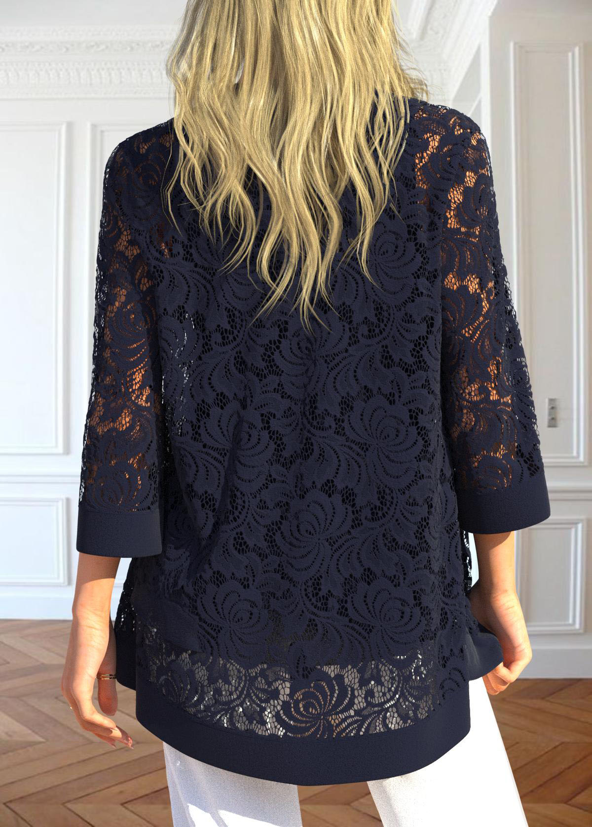 Navy tops,Plain Color tops,ROTITA Two Piece Navy V Neck Cardigan and Tank Top