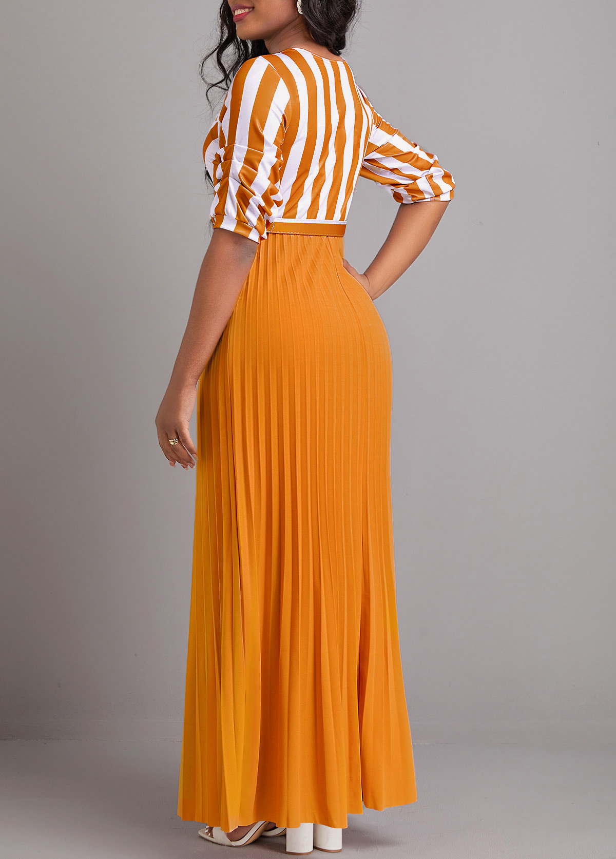 Ginger dresses,White dresses,Geometric dresses,Striped dresses,ROTITA Button Geometric Print Pink Belted Maxi Dress