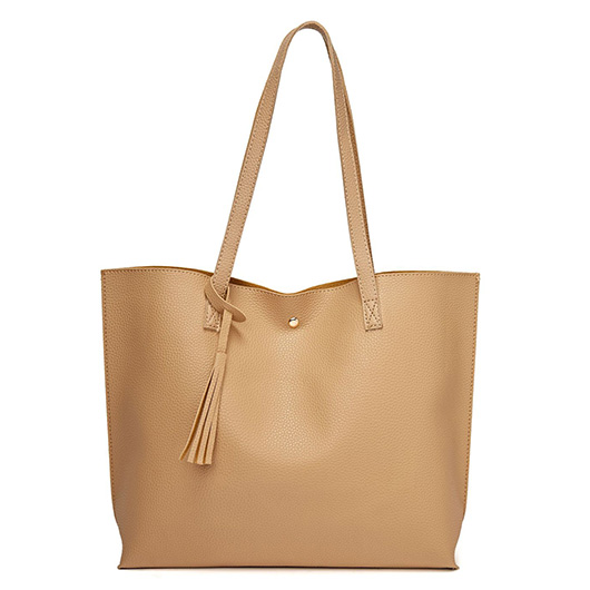 Light Camel Tassel Magnetic Tote Bag