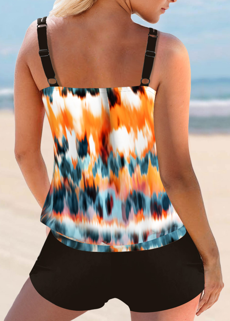 Multi Color swimwear,Tie Dye swimwear,ROTITA Multi Color Tie Dye Print Tankini Top