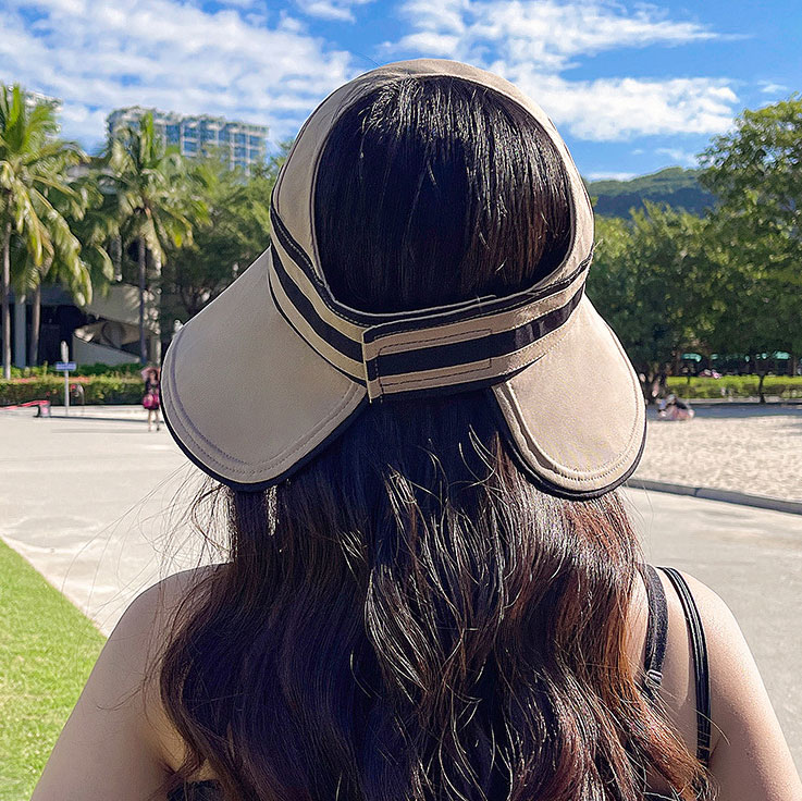 Beige accessories,Black accessories,Plain Color accessories,Geometric accessories,Striped accessories,Beige Polyester Detail Geometric Pattern Visor Hat