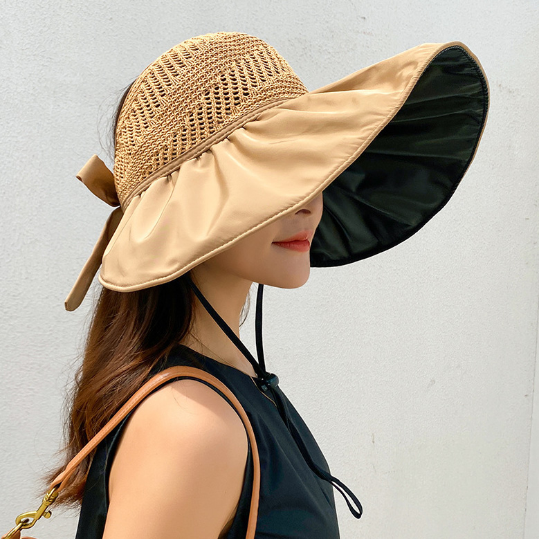 Beige Polyester Detail Tie Back Visor Hat