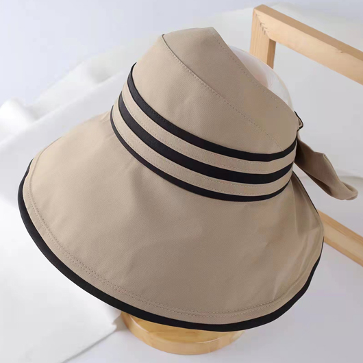 Striped Bowknot Design Light Coffee Visor Hat