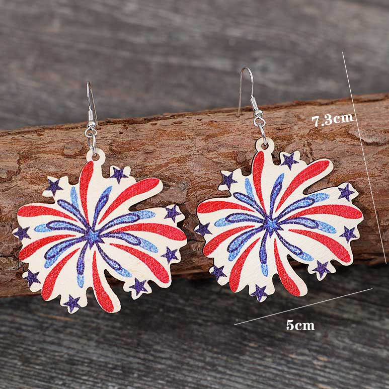 Multi Color jewelry,Geometric jewelry,Striped jewelry,Asymmetrical Wood Detail Multi Color Earrings