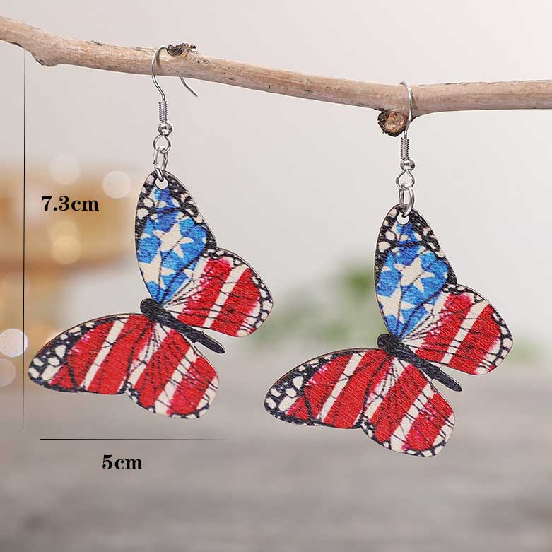 Multi Color jewelry,Geometric jewelry,Striped jewelry,Galaxy jewelry,Butterfly Wood Detail Multi Color Earrings