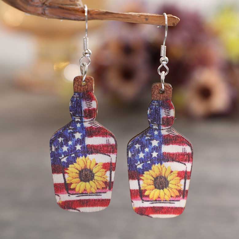 Multi Color Wood Detail Bottle Design Earrings