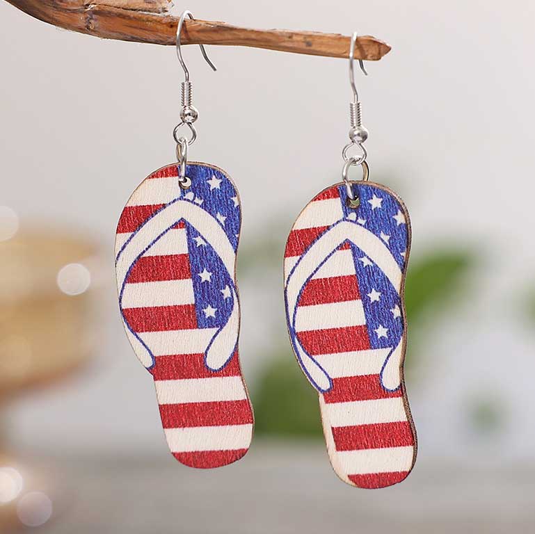 Multi Color Wood Detail Slippers Design Earrings