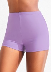 Light Purple swimwear,Plain Color swimwear,ROTITA Light Purple Mid Waisted Swimwear Shorts