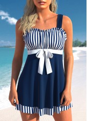 Frill Navy Striped Tie Swimdress Set