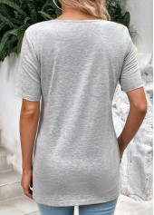 Light Grey Marl tops,White tops,Contrast Color tops,ROTITA Light Grey Marl Round Neck Fake Two Piece Twinset