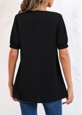 Black tops,Tribal tops,ROTITA Embroidery Tribal Print Black V Neck Long Sleeve Blouse