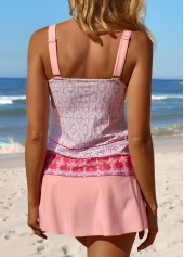 Dusty Pink swimwear,Tribal swimwear,Geometric swimwear,ROTITA Patchwork Dusty Pink Tribal Print Tankini Set