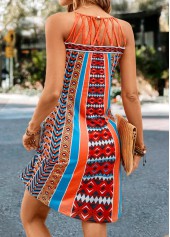 Orange dresses,Striped dresses,Geometric dresses,Criss Cross Striped Orange Short Shift Dress