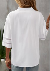 White tops,Plain Color tops,Patchwork Zipper White Stand Collar Blouse