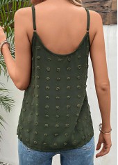 Green tops,Plain Color tops,Button Green V Neck Strappy Camisole Top