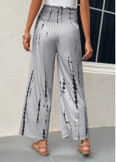 Grey bottoms,Graphic bottoms,Geometric bottoms,Striped bottoms,Smocked Graffiti Print Grey Elastic Waist Pants