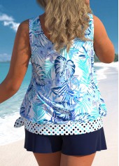 Blue plus size,Floral plus size,Plants plus size,Dot plus size,ROTITA Plus Size High Waisted Bowknot Floral Print Top