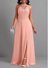 Dusty Pink dresses,Plain Color dresses,Tie Dusty Pink Sleeveless Maxi Dress