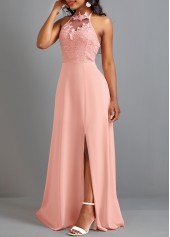 Dusty Pink dresses,Plain Color dresses,Tie Dusty Pink Sleeveless Maxi Dress